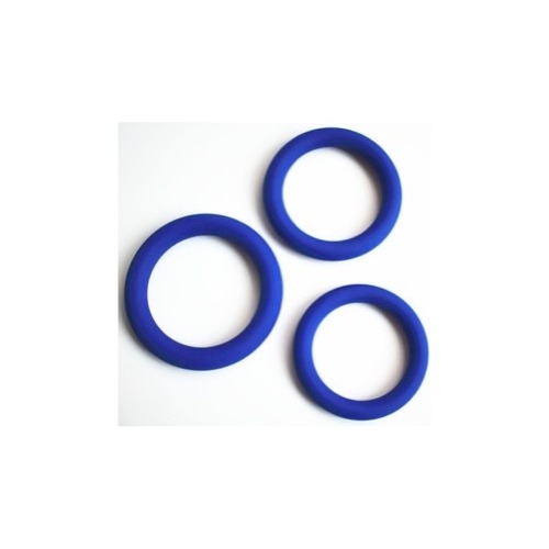 TRIFECTA SILICONE COCK RING 3PC - BLUE